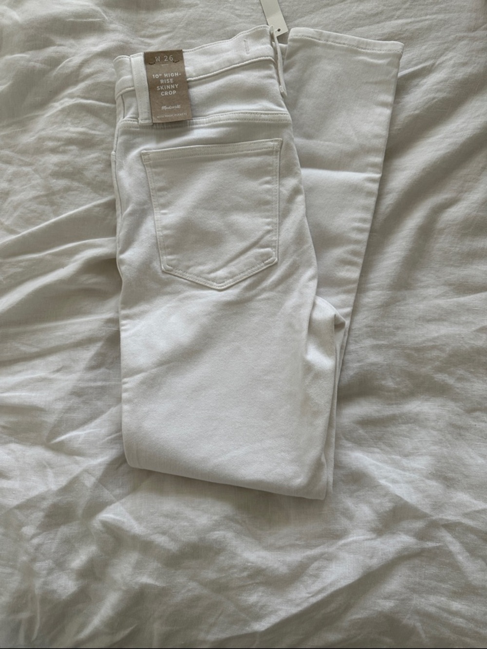Madewell 10 inch high rise white skinny jeans